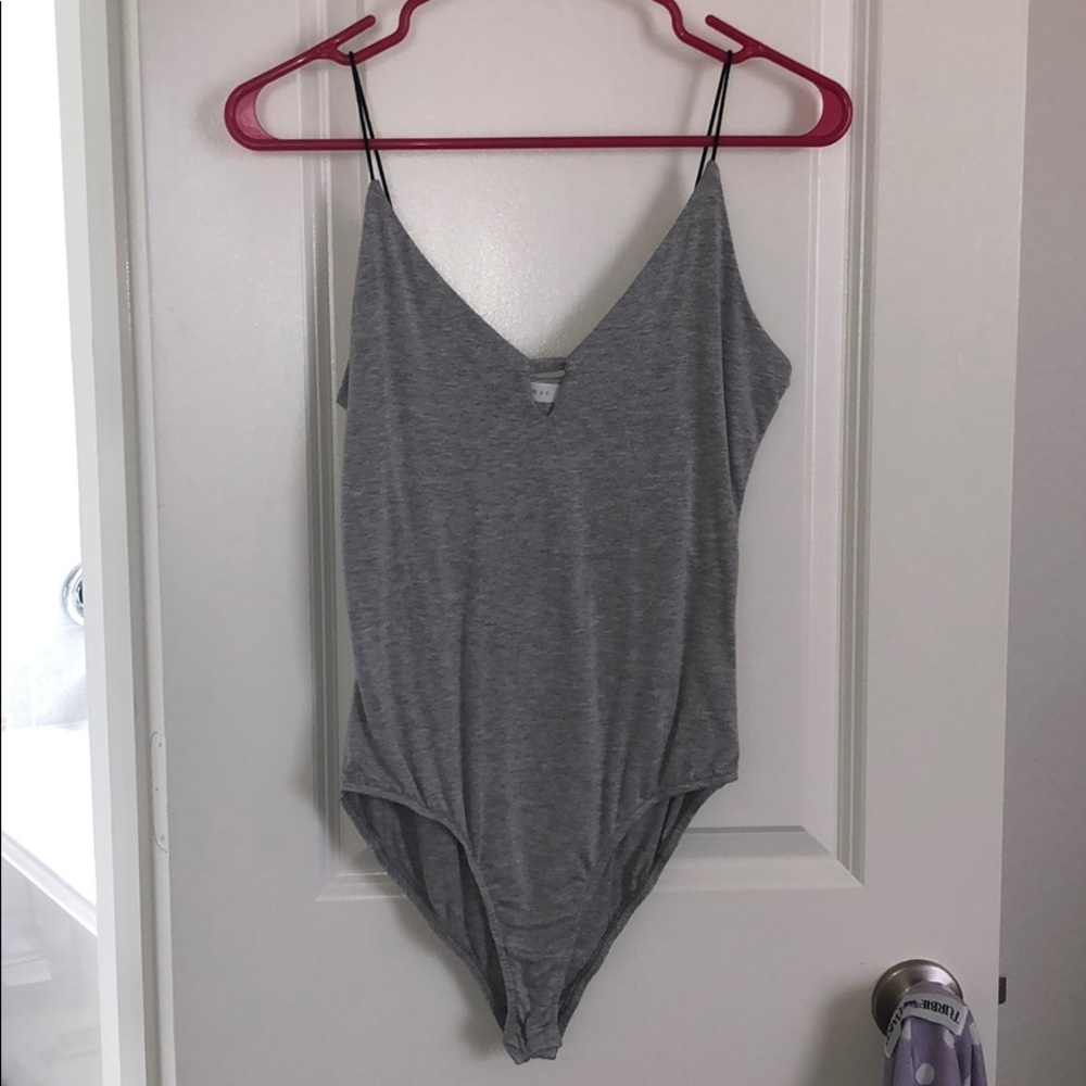 Grey spaghetti strap bodysuit